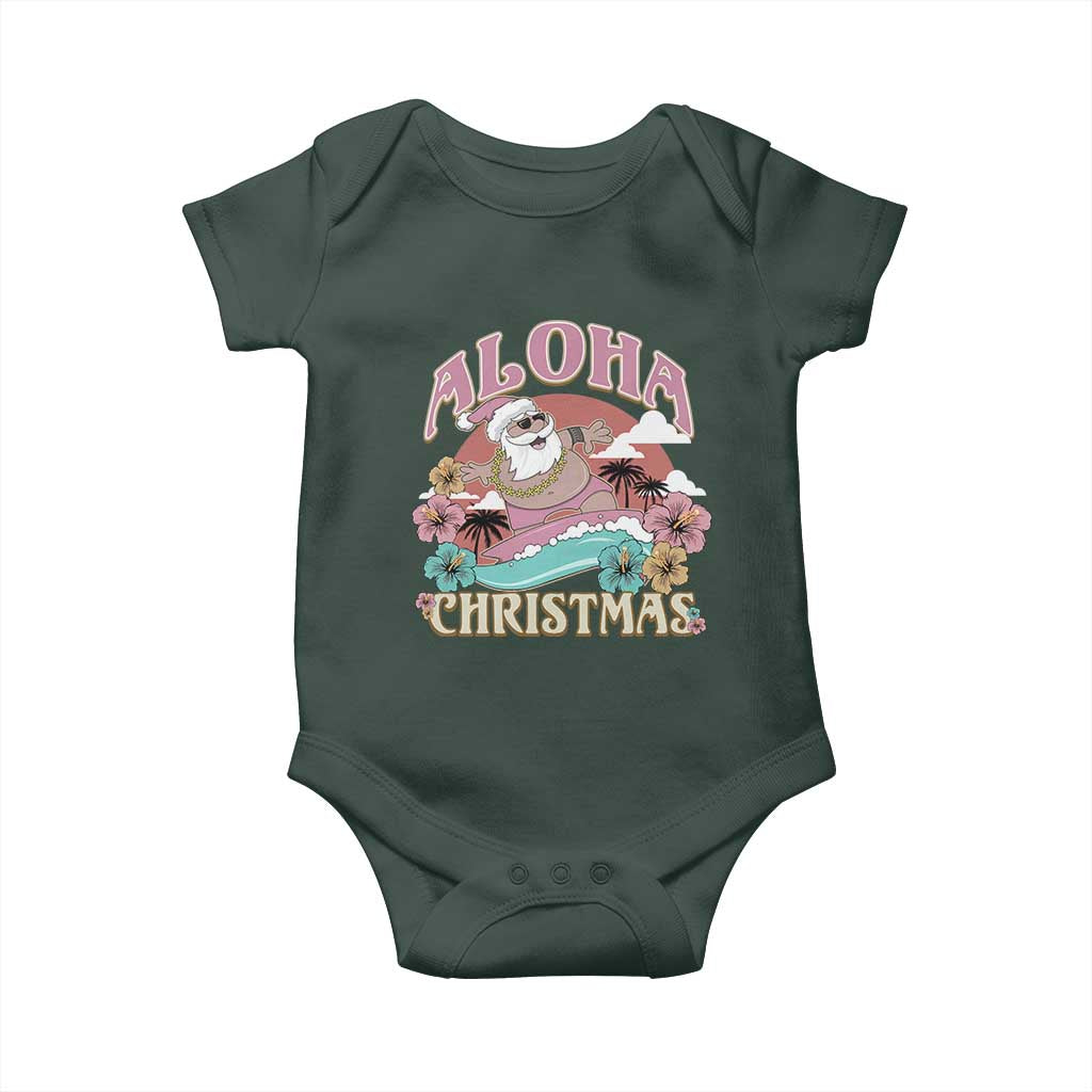 Hawaii Christmas Baby Onesie Surfing Santa With Tattoos Aloha Christmas TS10 Print Your Wear