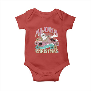 Hawaii Christmas Baby Onesie Surfing Santa With Tattoos Aloha Christmas TS10 Red Print Your Wear