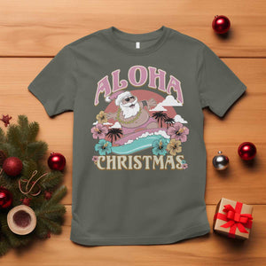 Hawaii Christmas T Shirt Surfing Santa With Tattoos Aloha Christmas TS10 Military Green Print Your Wear