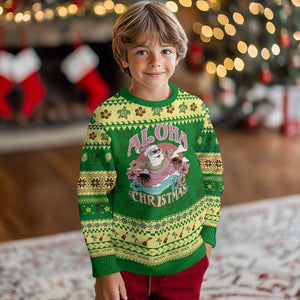 Hawaii Ugly Christmas Sweater Surfing Santa With Tattoos Aloha Christmas TS10 Forest Print Your Wear