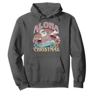 Hawaii Christmas Hoodie Surfing Santa With Tattoos Aloha Christmas TS10 Dark Heather Print Your Wear