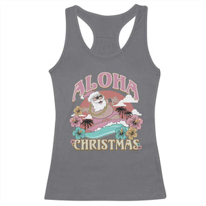 Hawaii Christmas Racerback Tank Top Surfing Santa With Tattoos Aloha Christmas TS10 Charcoal Print Your Wear