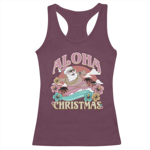 Hawaii Christmas Racerback Tank Top Surfing Santa With Tattoos Aloha Christmas TS10 Maroon Print Your Wear