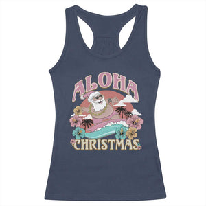 Hawaii Christmas Racerback Tank Top Surfing Santa With Tattoos Aloha Christmas TS10 Navy Print Your Wear