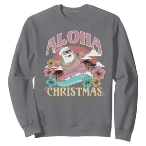 Hawaii Christmas Sweatshirt Surfing Santa With Tattoos Aloha Christmas TS10 Charcoal Print Your Wear