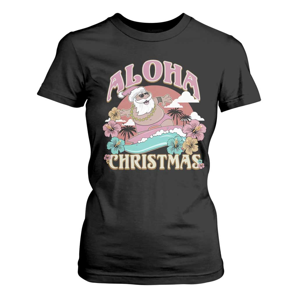 Hawaii Christmas T Shirt For Women Surfing Santa With Tattoos Aloha Christmas TS10 Black Print Your Wear