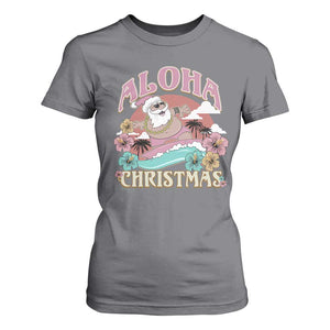 Hawaii Christmas T Shirt For Women Surfing Santa With Tattoos Aloha Christmas TS10 Charcoal Print Your Wear