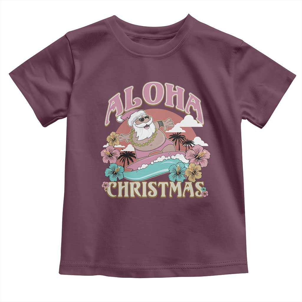 Hawaii Christmas Toddler T Shirt Surfing Santa With Tattoos Aloha Christmas TS10 Maroon Print Your Wear