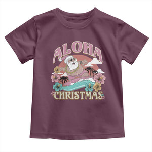 Hawaii Christmas Toddler T Shirt Surfing Santa With Tattoos Aloha Christmas TS10 Maroon Print Your Wear
