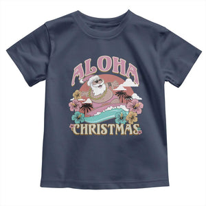 Hawaii Christmas Toddler T Shirt Surfing Santa With Tattoos Aloha Christmas TS10 Navy Print Your Wear
