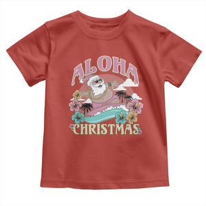 Hawaii Christmas Toddler T Shirt Surfing Santa With Tattoos Aloha Christmas TS10 Red Print Your Wear