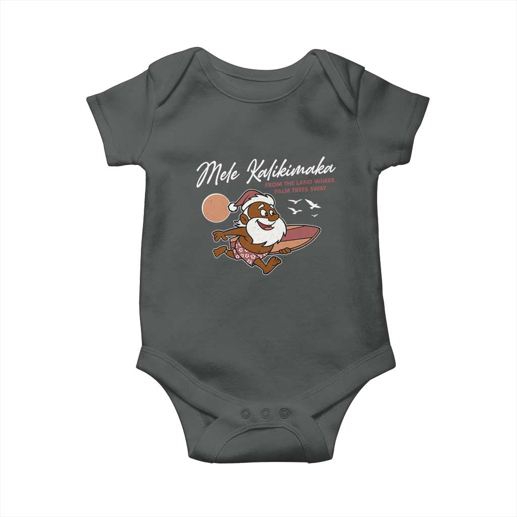 Hawaii Christmas Baby Onesie Beach Holiday Xmas Palm Tree Slay Santa TS10 Dark Heather Print Your Wear