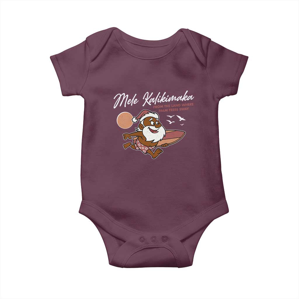Hawaii Christmas Baby Onesie Beach Holiday Xmas Palm Tree Slay Santa TS10 Maroon Print Your Wear