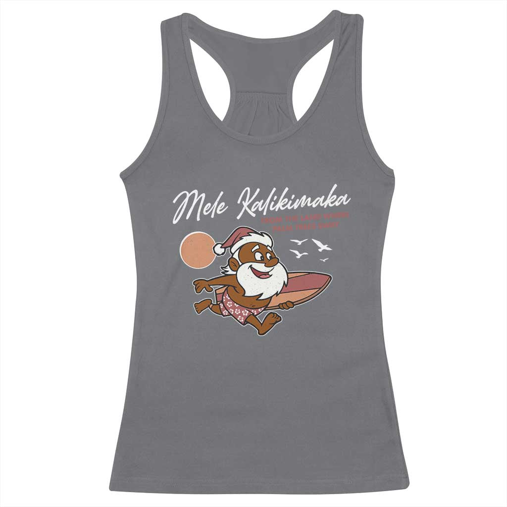 Hawaii Christmas Racerback Tank Top Beach Holiday Xmas Palm Tree Slay Santa TS10 Charcoal Print Your Wear
