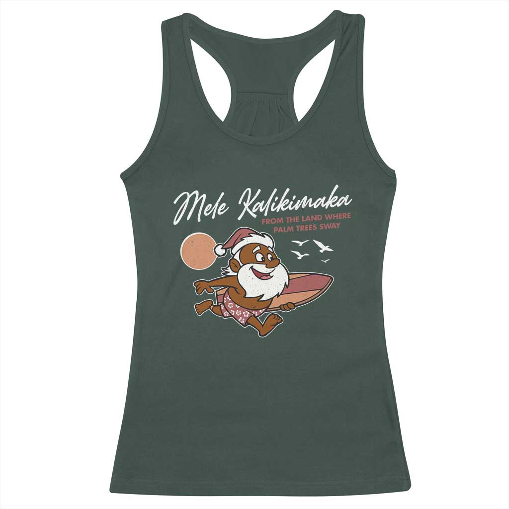 Hawaii Christmas Racerback Tank Top Beach Holiday Xmas Palm Tree Slay Santa TS10 Dark Forest Green Print Your Wear
