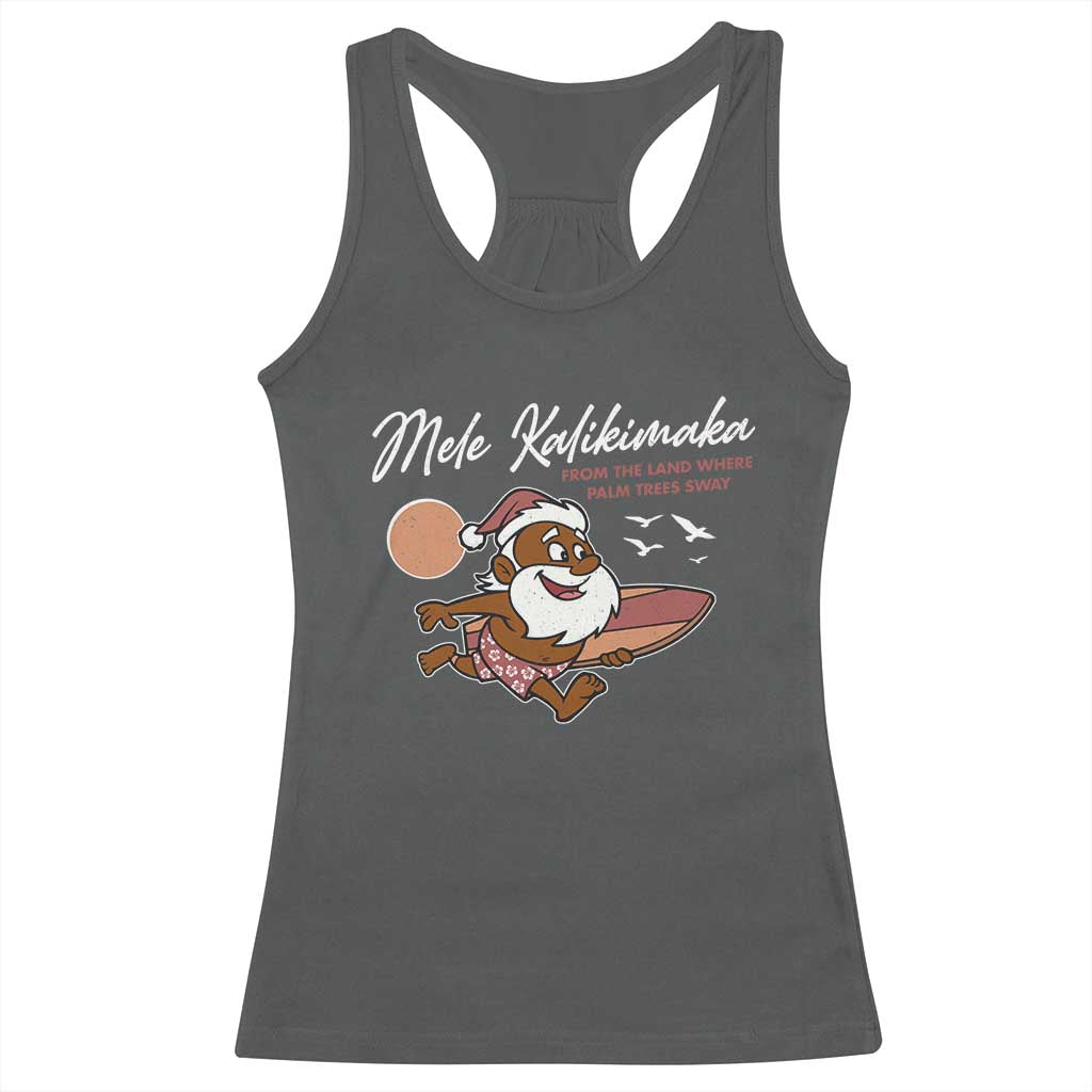 Hawaii Christmas Racerback Tank Top Beach Holiday Xmas Palm Tree Slay Santa TS10 Dark Heather Print Your Wear