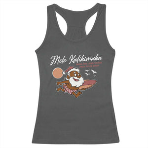 Hawaii Christmas Racerback Tank Top Beach Holiday Xmas Palm Tree Slay Santa TS10 Dark Heather Print Your Wear