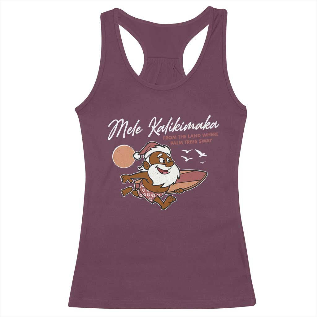 Hawaii Christmas Racerback Tank Top Beach Holiday Xmas Palm Tree Slay Santa TS10 Maroon Print Your Wear