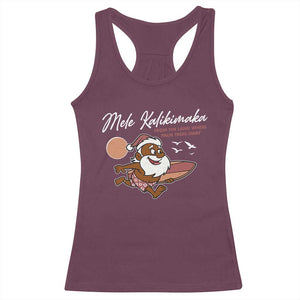 Hawaii Christmas Racerback Tank Top Beach Holiday Xmas Palm Tree Slay Santa TS10 Maroon Print Your Wear
