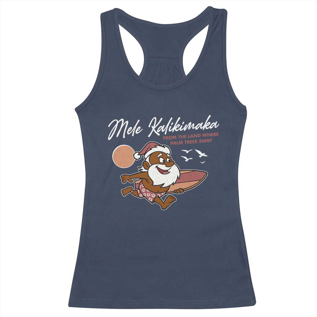 Hawaii Christmas Racerback Tank Top Beach Holiday Xmas Palm Tree Slay Santa TS10 Navy Print Your Wear