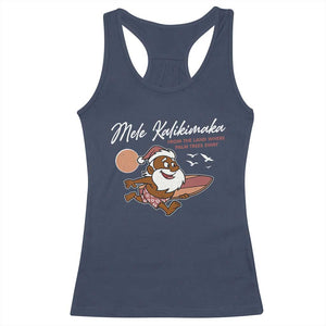 Hawaii Christmas Racerback Tank Top Beach Holiday Xmas Palm Tree Slay Santa TS10 Navy Print Your Wear