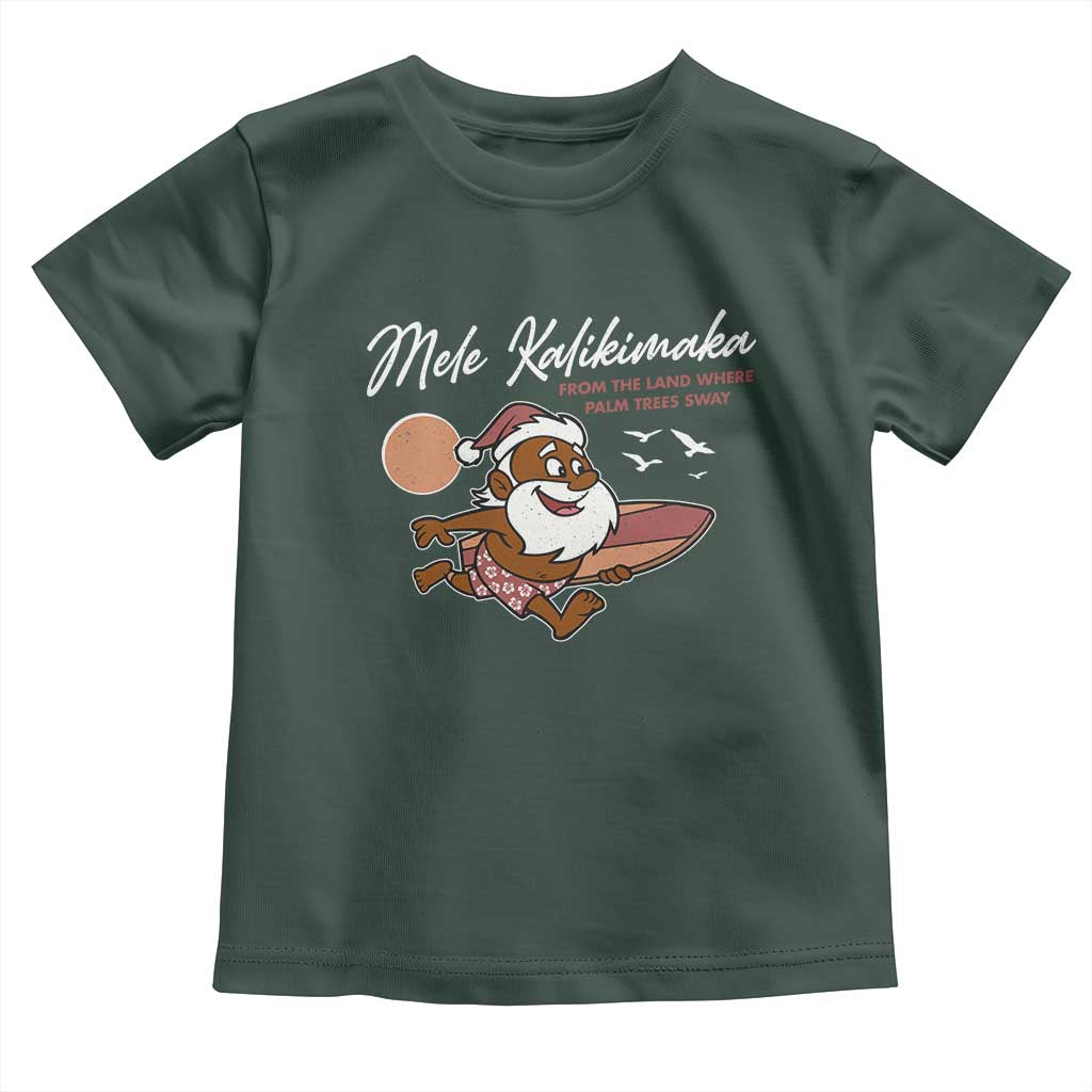 Hawaii Christmas Toddler T Shirt Beach Holiday Xmas Palm Tree Slay Santa TS10 Dark Forest Green Print Your Wear