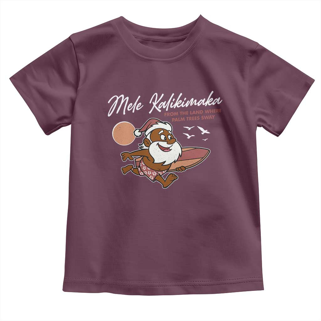 Hawaii Christmas Toddler T Shirt Beach Holiday Xmas Palm Tree Slay Santa TS10 Maroon Print Your Wear
