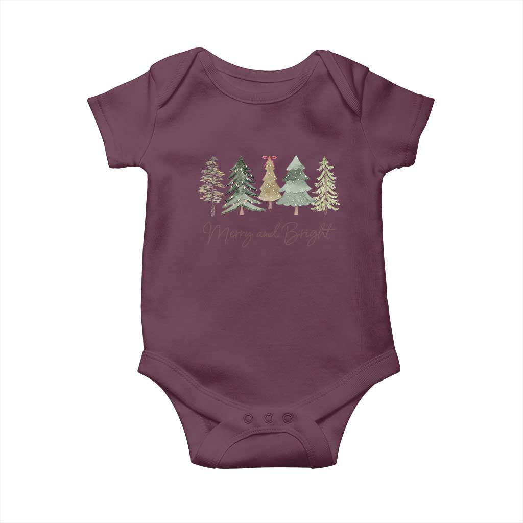 Merry and Bright Trees Baby Onesie Womans Holiday Coquette Tree Bow TS10 Maroon Print Your Wear