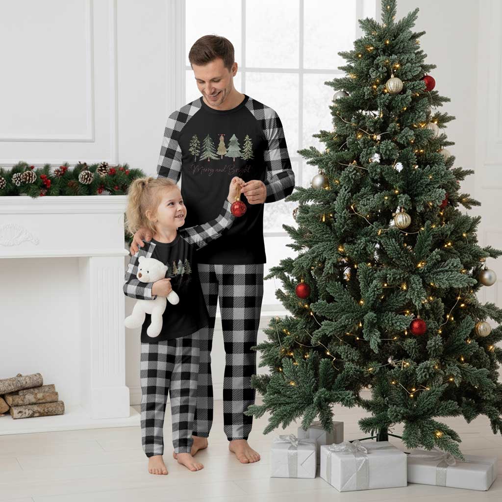 Merry and Bright Trees Plaid Pajama Set Womans Holiday Coquette Tree Bow TS10 White Plaid Print Your Wear