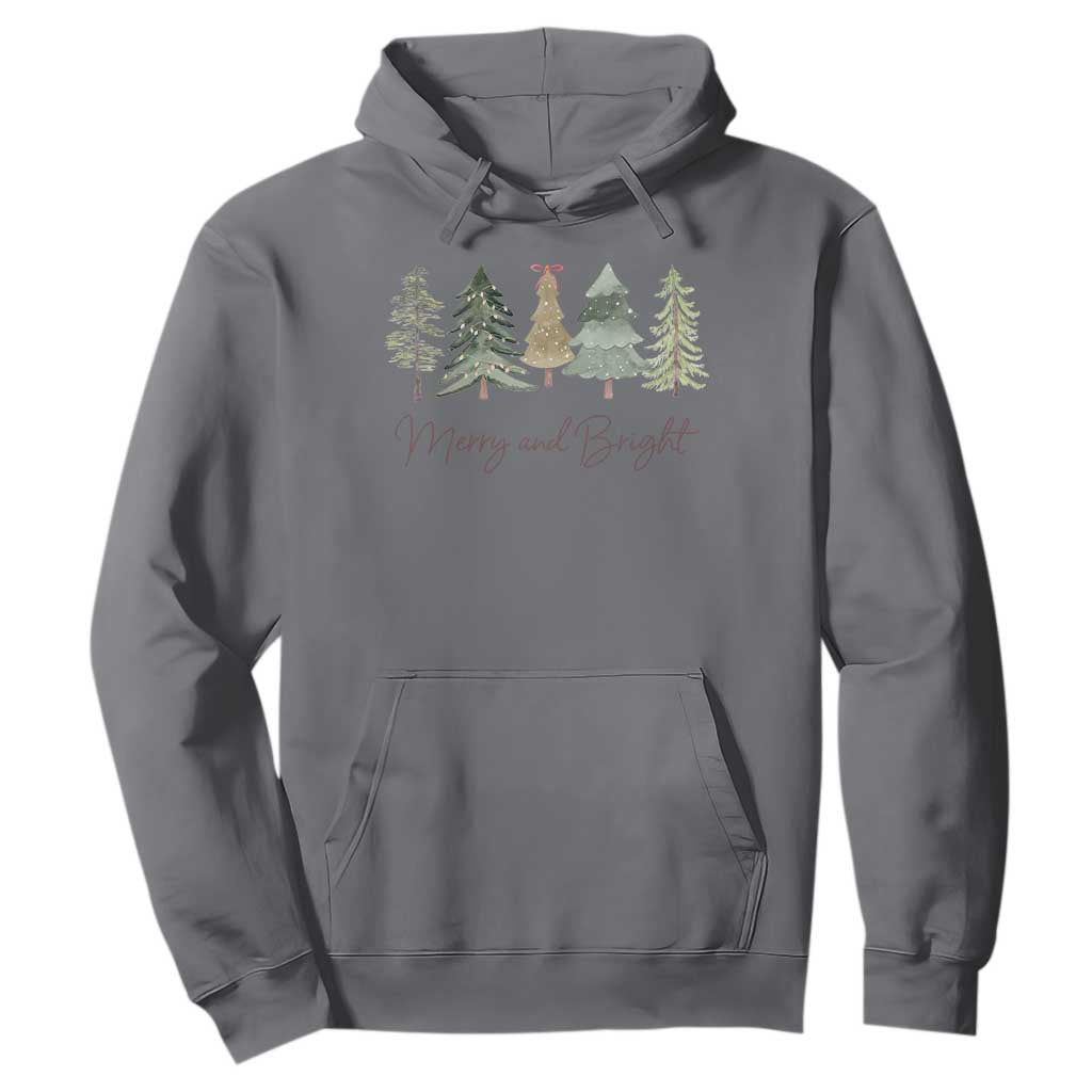 Merry and Bright Trees Hoodie Womans Holiday Coquette Tree Bow TS10 Charcoal Print Your Wear