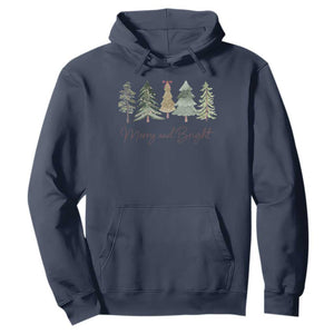 Merry and Bright Trees Hoodie Womans Holiday Coquette Tree Bow TS10 Navy Print Your Wear