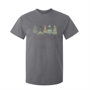 Merry and Bright Trees T Shirt For Kid Womans Holiday Coquette Tree Bow TS10 Charcoal Print Your Wear