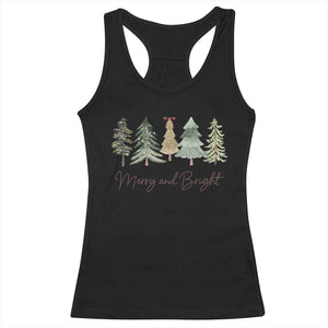 Merry and Bright Trees Racerback Tank Top Womans Holiday Coquette Tree Bow TS10 Black Print Your Wear