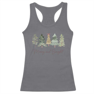 Merry and Bright Trees Racerback Tank Top Womans Holiday Coquette Tree Bow TS10 Charcoal Print Your Wear