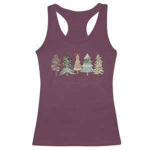 Merry and Bright Trees Racerback Tank Top Womans Holiday Coquette Tree Bow TS10 Maroon Print Your Wear