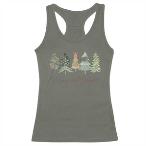 Merry and Bright Trees Racerback Tank Top Womans Holiday Coquette Tree Bow TS10 Military Green Print Your Wear