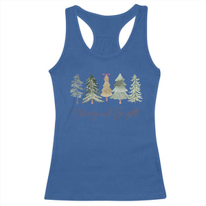 Merry and Bright Trees Racerback Tank Top Womans Holiday Coquette Tree Bow TS10 Royal Blue Print Your Wear