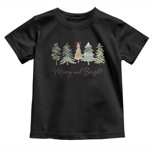 Merry and Bright Trees Toddler T Shirt Womans Holiday Coquette Tree Bow TS10 Black Print Your Wear