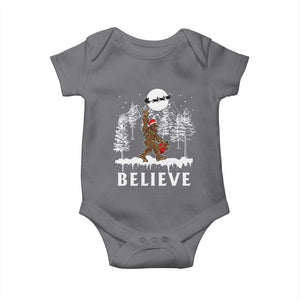 Bigfoot Christmas Tree Lights Baby Onesie Believe Rock On Sasquatch Santa Hat TS10 Charcoal Print Your Wear