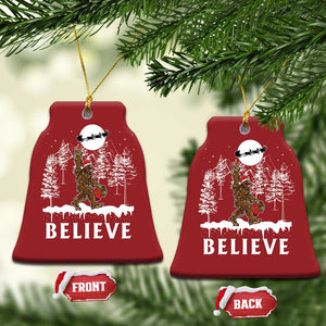 Bigfoot Christmas Tree Lights Christmas Ornament Believe Rock On Sasquatch Santa Hat TS10 Bell Flake Red Print Your Wear