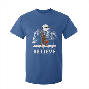 Bigfoot Christmas Tree Lights T Shirt For Kid Believe Rock On Sasquatch Santa Hat TS10 Royal Blue Print Your Wear