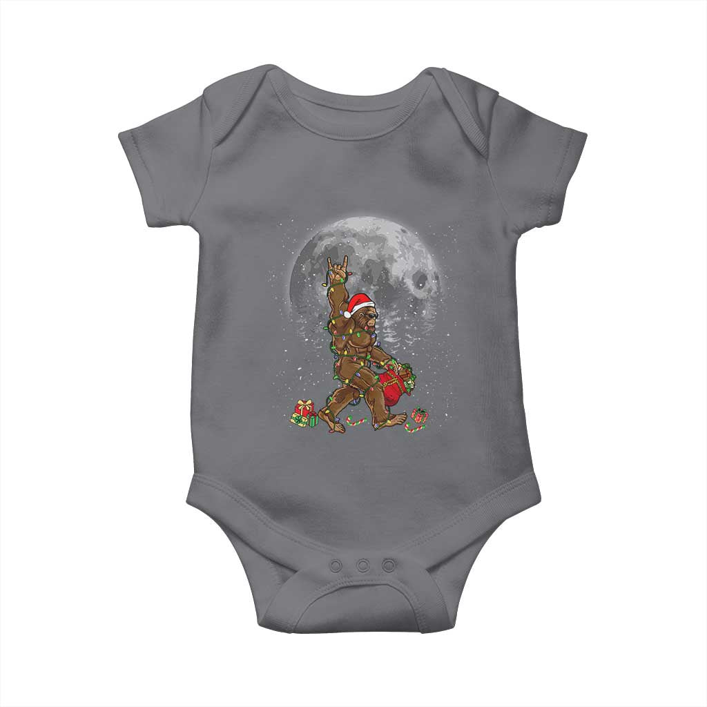 Bigfoot Christmas Tree Lights Baby Onesie Believe Bigfoot Santa Hat Sasquatch Loves Rock On TS10 Charcoal Print Your Wear