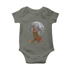 Bigfoot Christmas Tree Lights Baby Onesie Believe Bigfoot Santa Hat Sasquatch Loves Rock On TS10 Military Green Print Your Wear