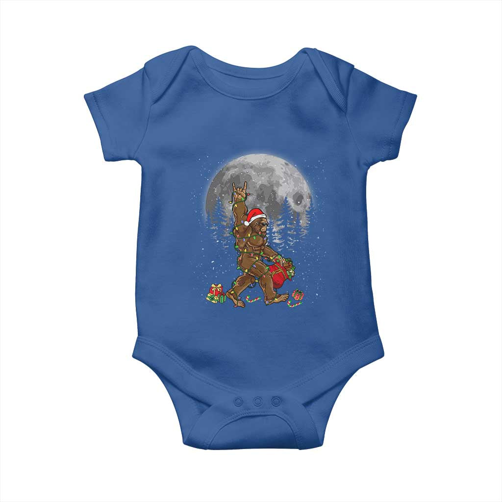 Bigfoot Christmas Tree Lights Baby Onesie Believe Bigfoot Santa Hat Sasquatch Loves Rock On TS10 Royal Blue Print Your Wear