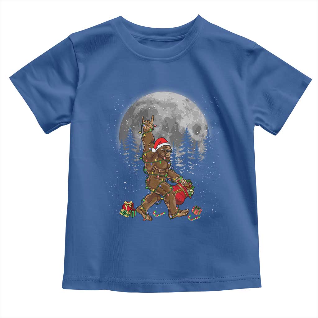 Bigfoot Christmas Tree Lights Baby Shirt Believe Bigfoot Santa Hat Sasquatch Loves Rock On TS10 Royal Blue Print Your Wear