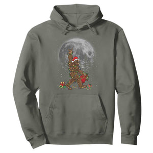 Bigfoot Christmas Tree Lights Hoodie Believe Bigfoot Santa Hat Sasquatch Loves Rock On TS10 Military Green Print Your Wear