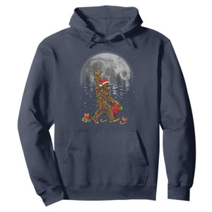 Bigfoot Christmas Tree Lights Hoodie Believe Bigfoot Santa Hat Sasquatch Loves Rock On TS10 Navy Print Your Wear