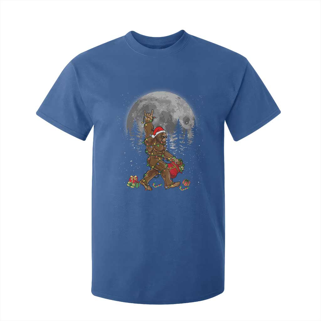 Bigfoot Christmas Tree Lights T Shirt For Kid Believe Bigfoot Santa Hat Sasquatch Loves Rock On TS10 Royal Blue Print Your Wear