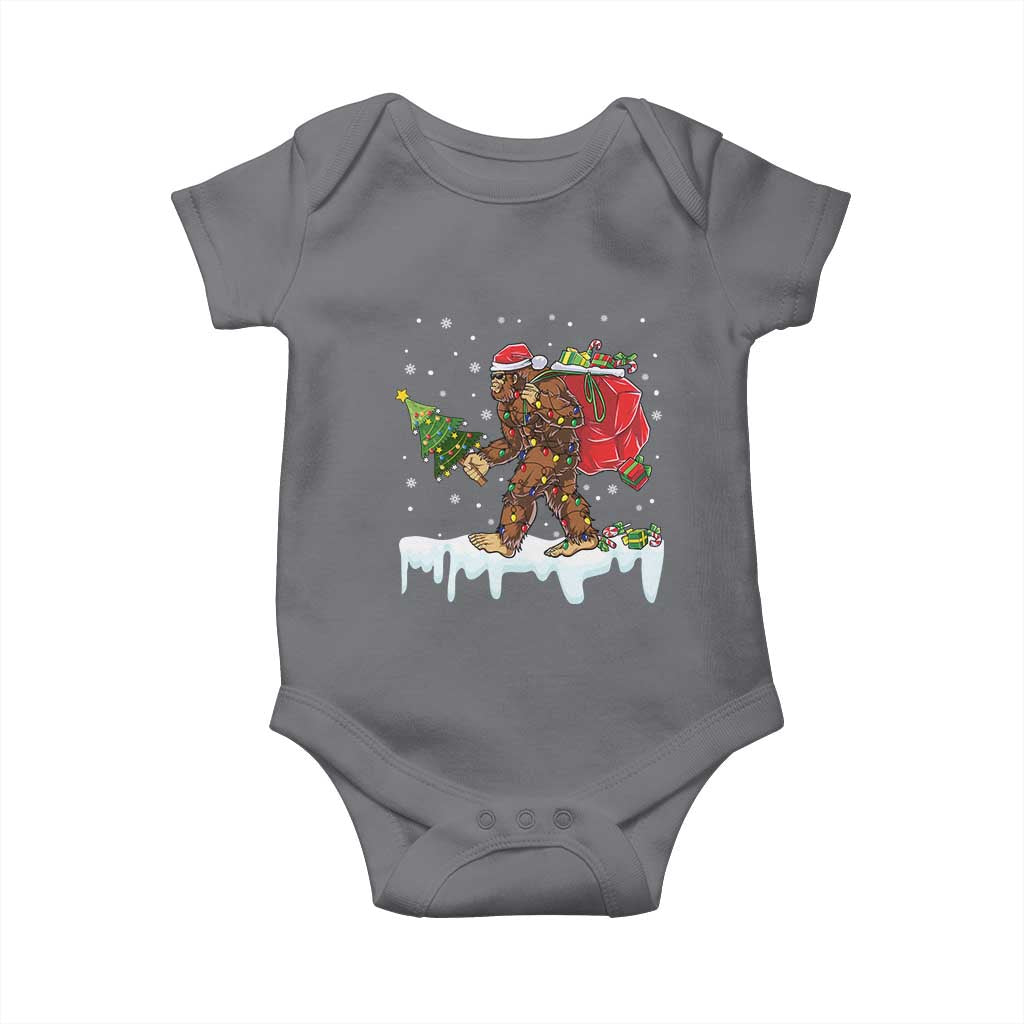 Bigfoot Christmas Tree Lights Baby Onesie Believe Xmas Sasquatch Lovers Funny TS10 Charcoal Print Your Wear