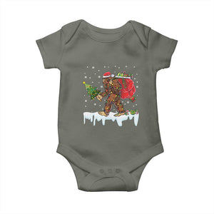 Bigfoot Christmas Tree Lights Baby Onesie Believe Xmas Sasquatch Lovers Funny TS10 Military Green Print Your Wear